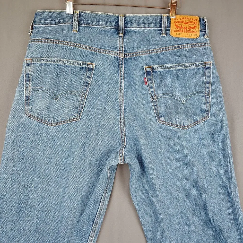 Levis 550 Jeans Mens‎ 38x34* Relaxed Fit Denim Blue Dark Wash Faded (36x32)